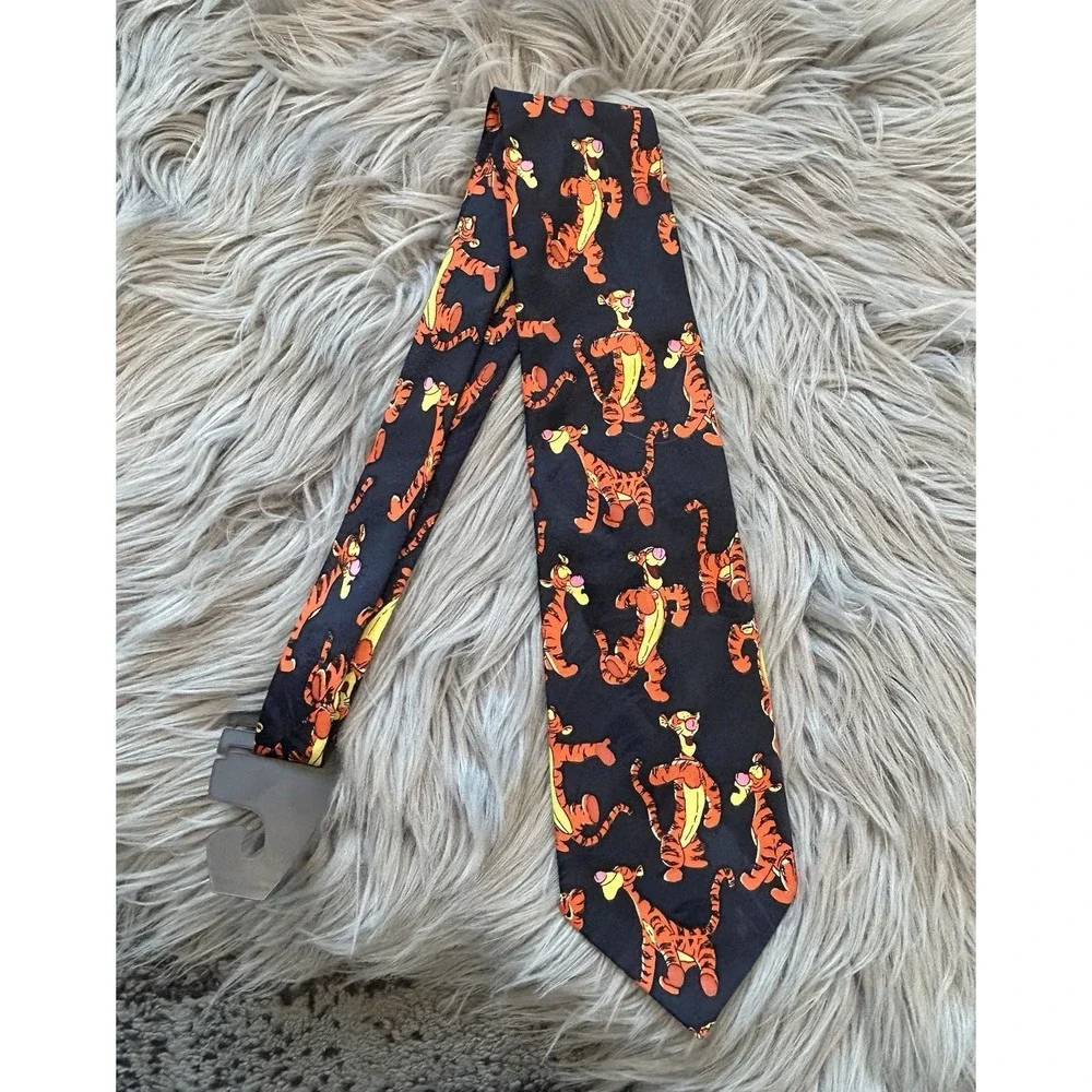Vintage POOH‎ Disney Winnie The Pooh Tigger Patterned Navy Blue Men's Neck Tie